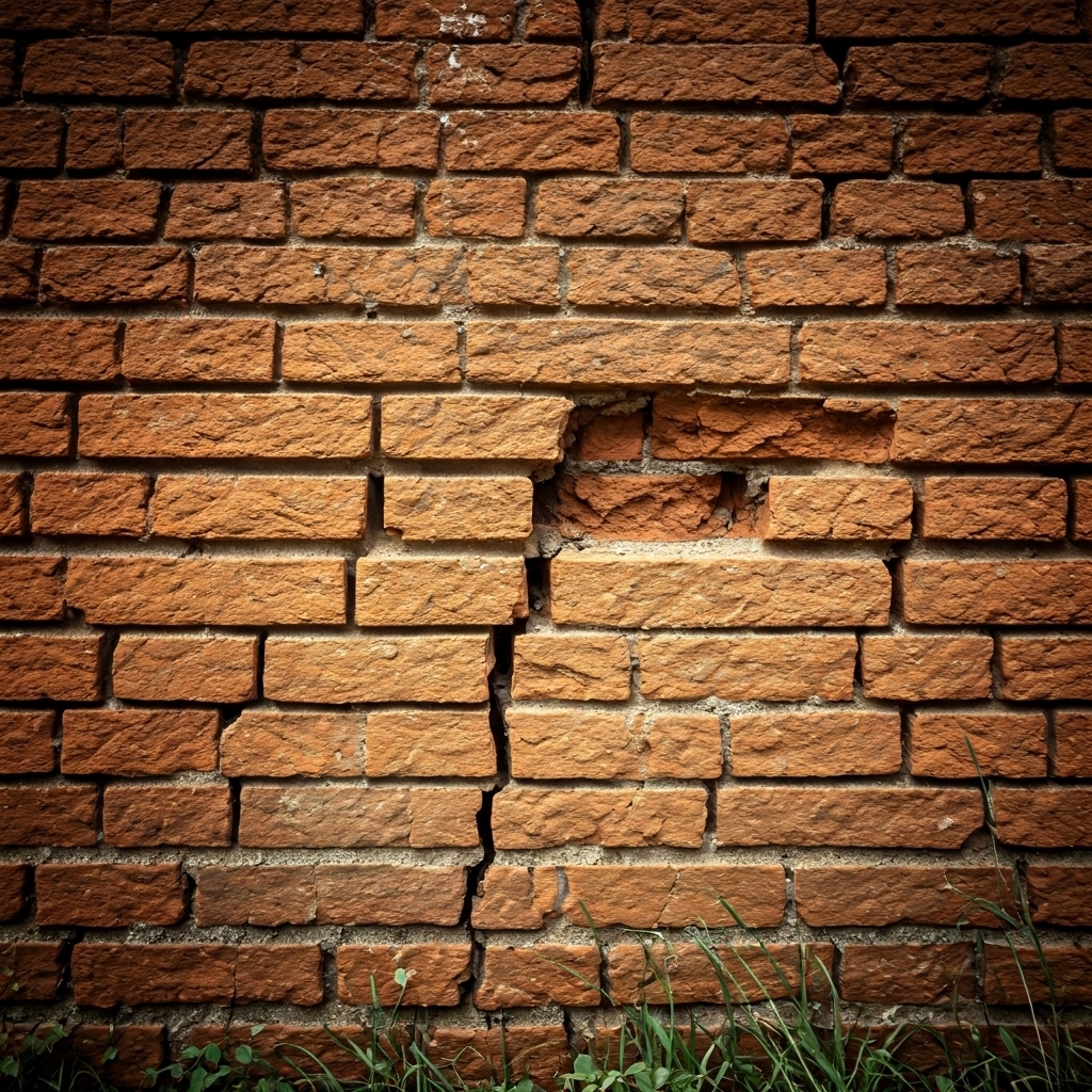 Cracked wall with subsidence